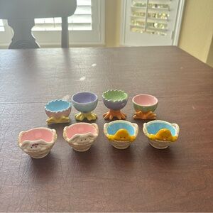 Vtg Easter Egg Holders Set of 8 Ceramic Easter Decor; 2”T
